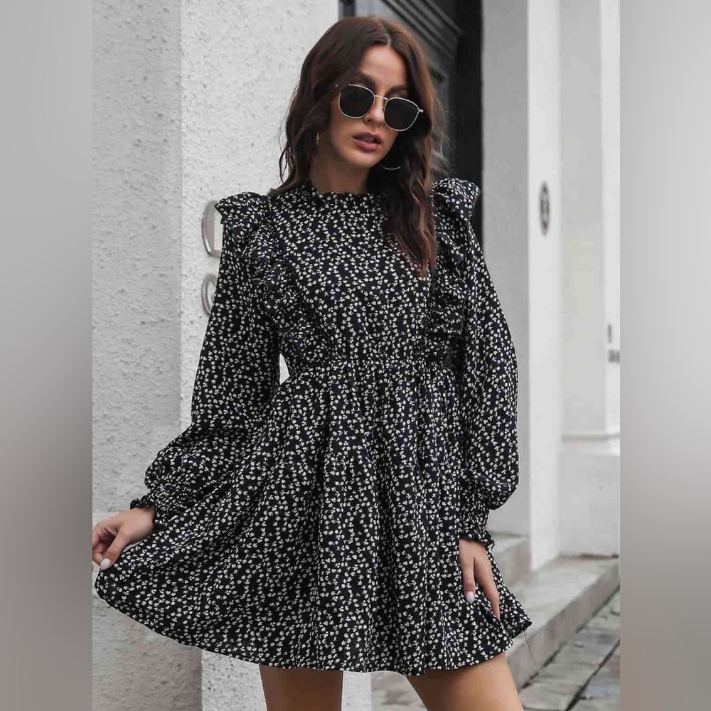 Forever 21 Elegant Black and White Floral Mini Dress